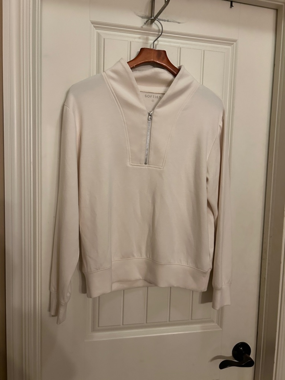 Softies Women's Cream Half-Zip Pullover Sweatshirt